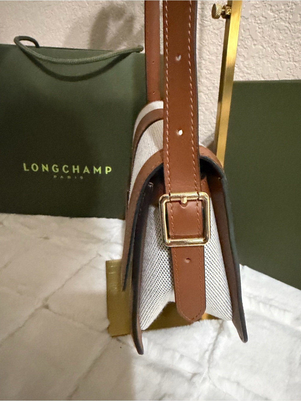 Longchamp Box-Trot Canvas Mini Shoulder/Crossbody HandBag in Cognac - Picture 2 of 14